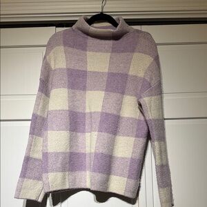 Christian Siriano Lavender & Cream Check Turtleneck Sweater
